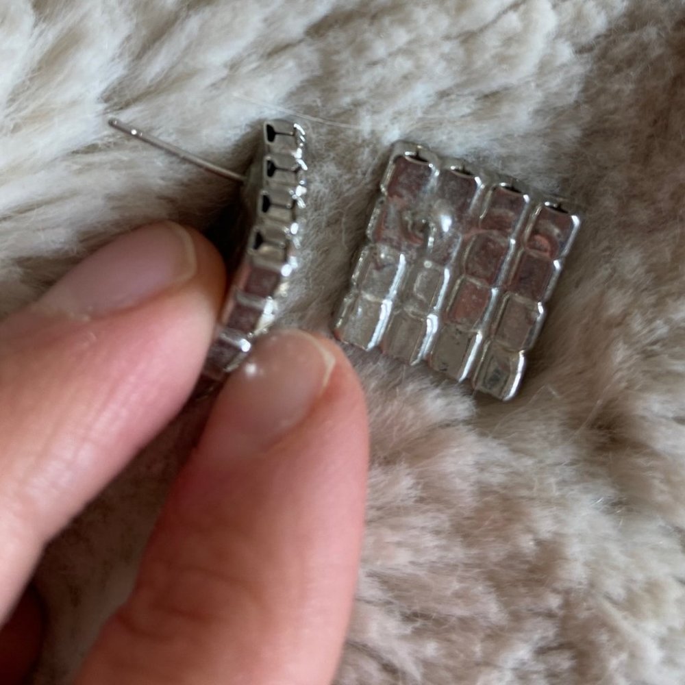 Express Rhinestone Square Studs - Picture 2 of 2